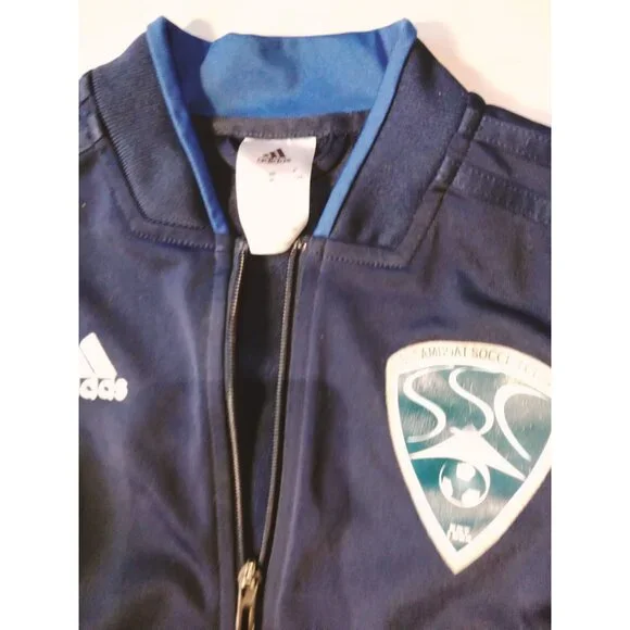 Adidas Steamboat Soccer Club Jacket Zipper Colorado Blue White Number 10 Medium - Picture 3 of 9